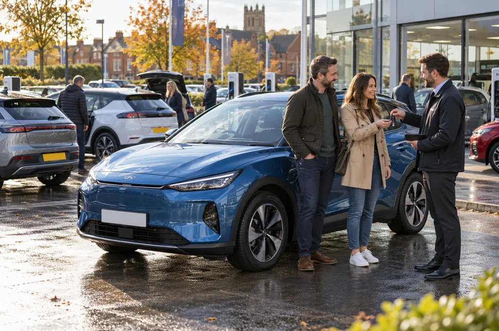 electric cars - UK EV sales - Tesla Model 3 in dealership showroom